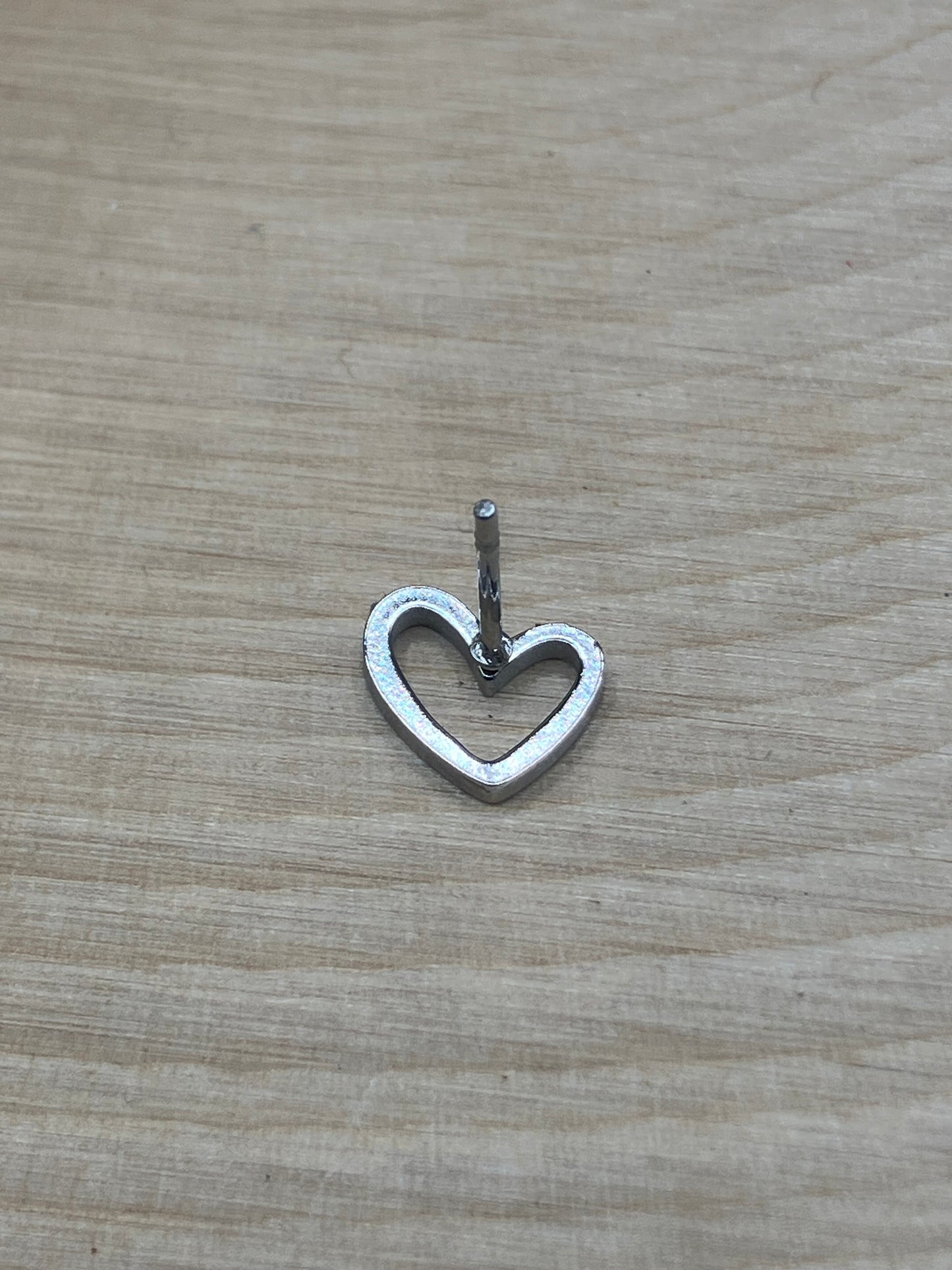 Asymmetrical Heart Stud - Silver Tone
