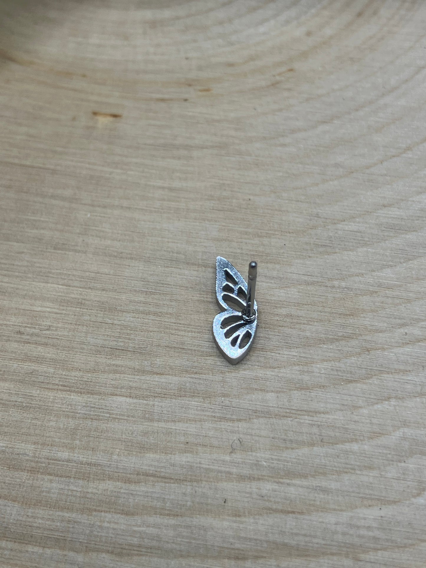 Butterfly Wing Stud - Silver Tone