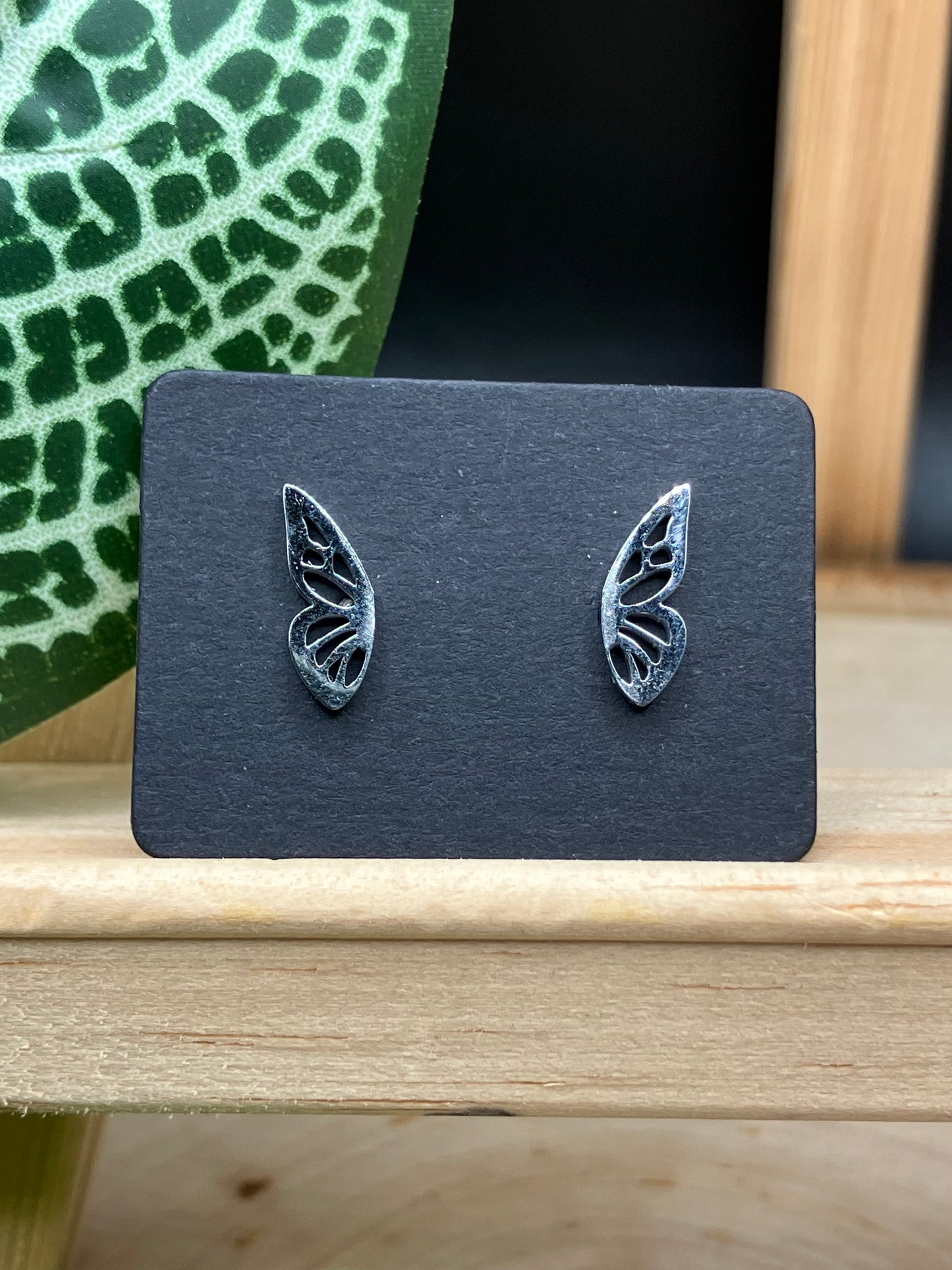 Butterfly Wing Stud - Silver Tone