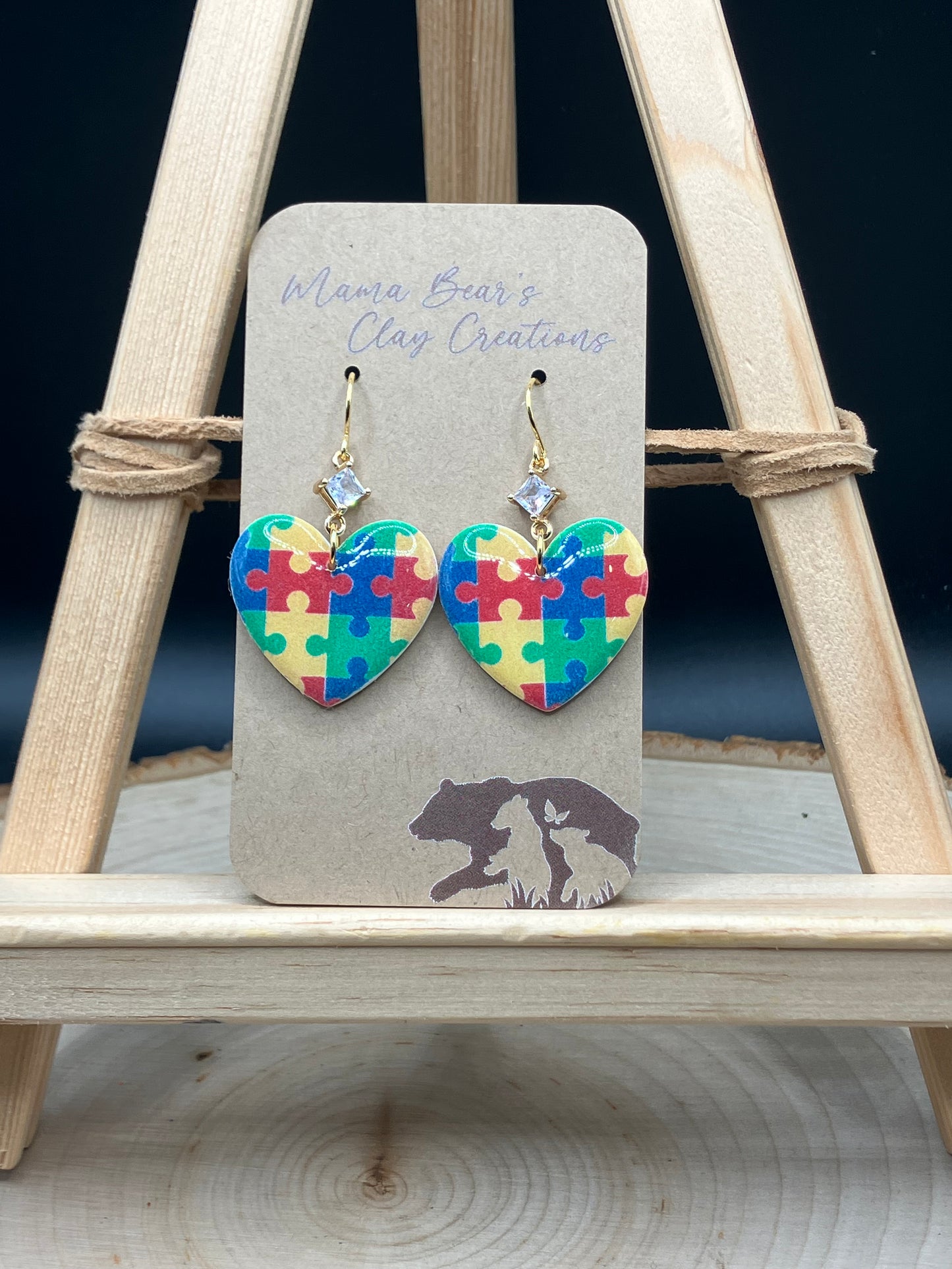 Autism Awareness Hearts - White cz