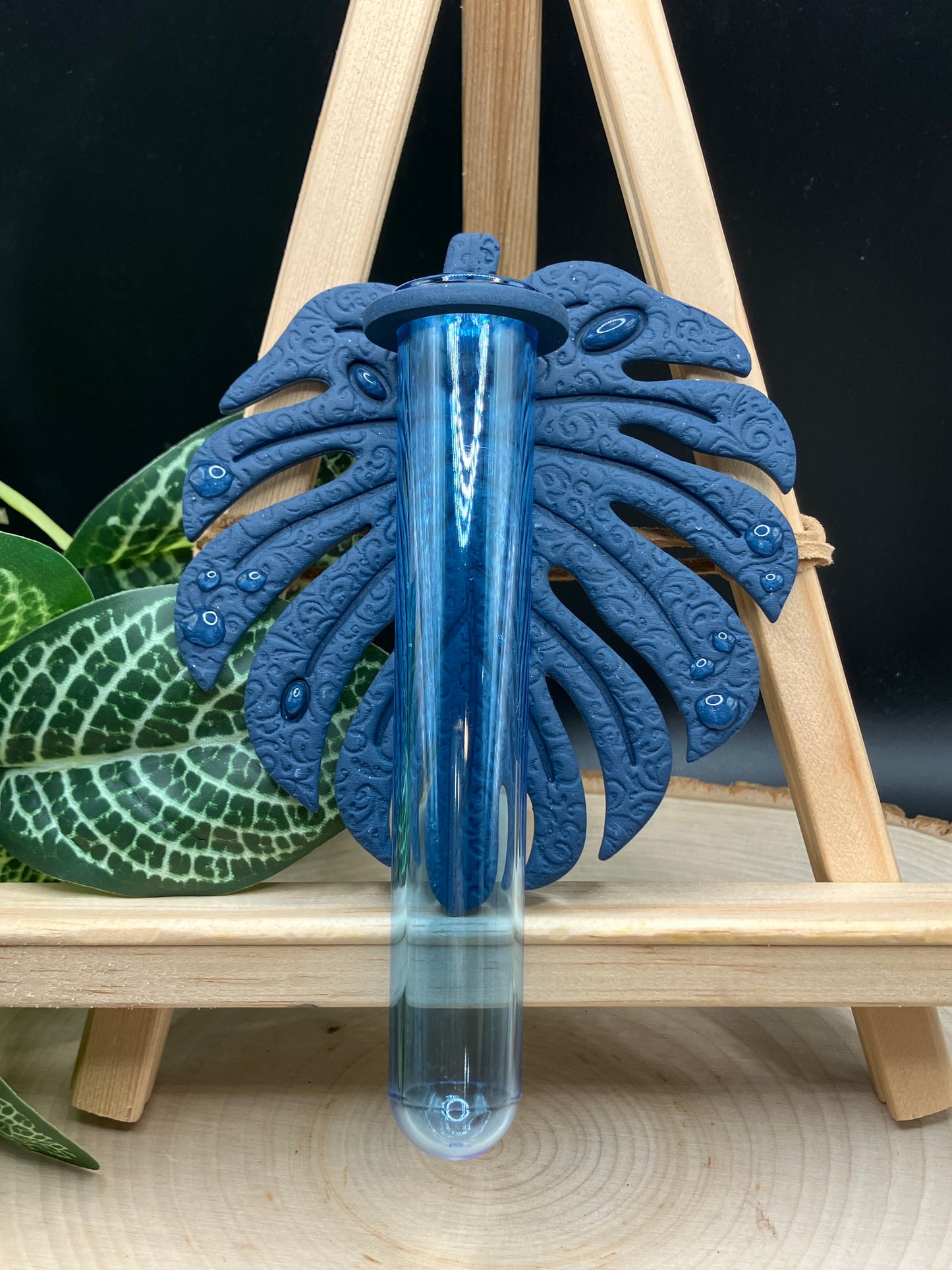 Blue Textured Monstera Leaf Propagation Station