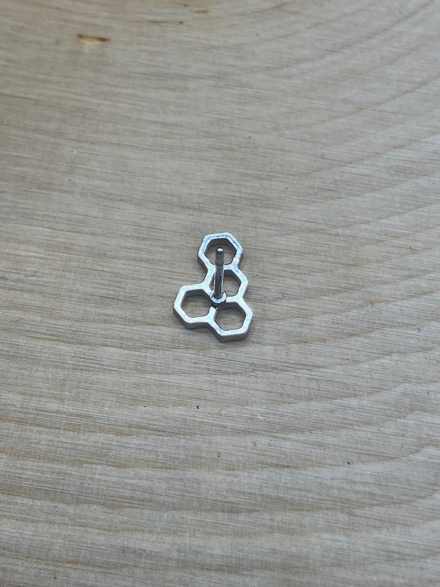 Honeycomb Stud - Silver Tone