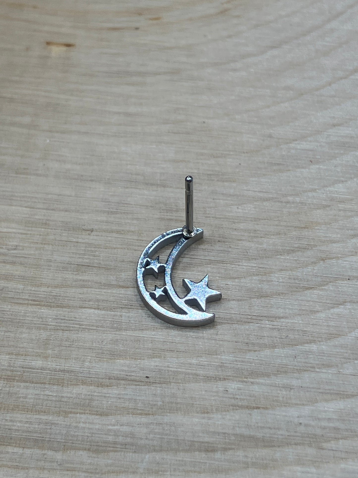 Moon & Star Stud - Silver Tone