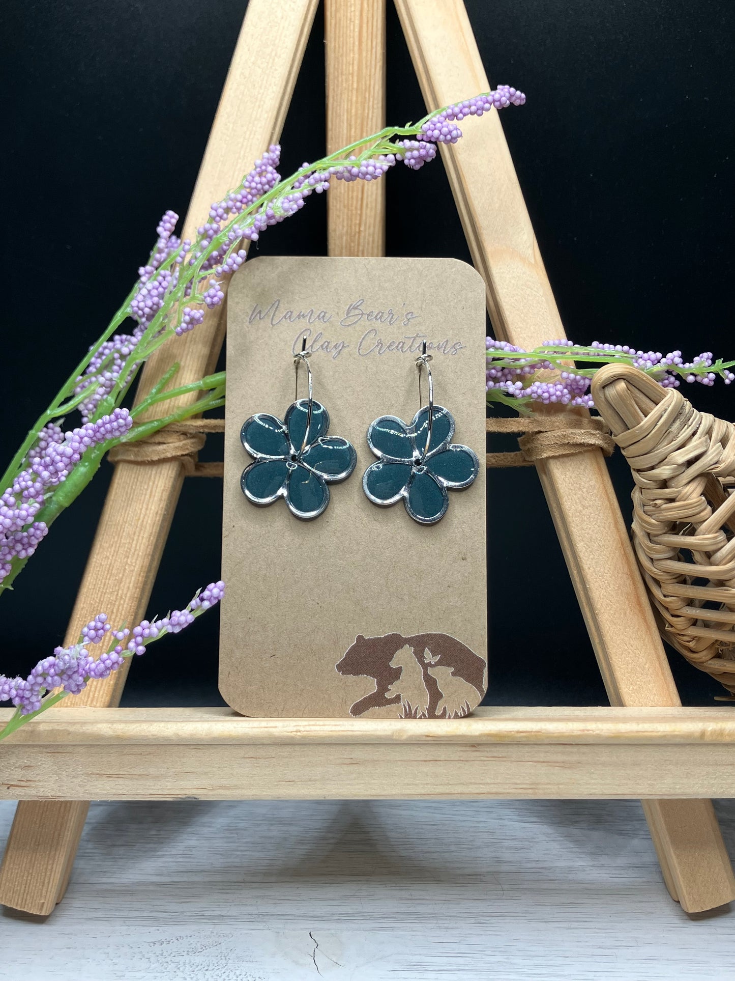 Spinner Five Petal Daisies - Deep Teal