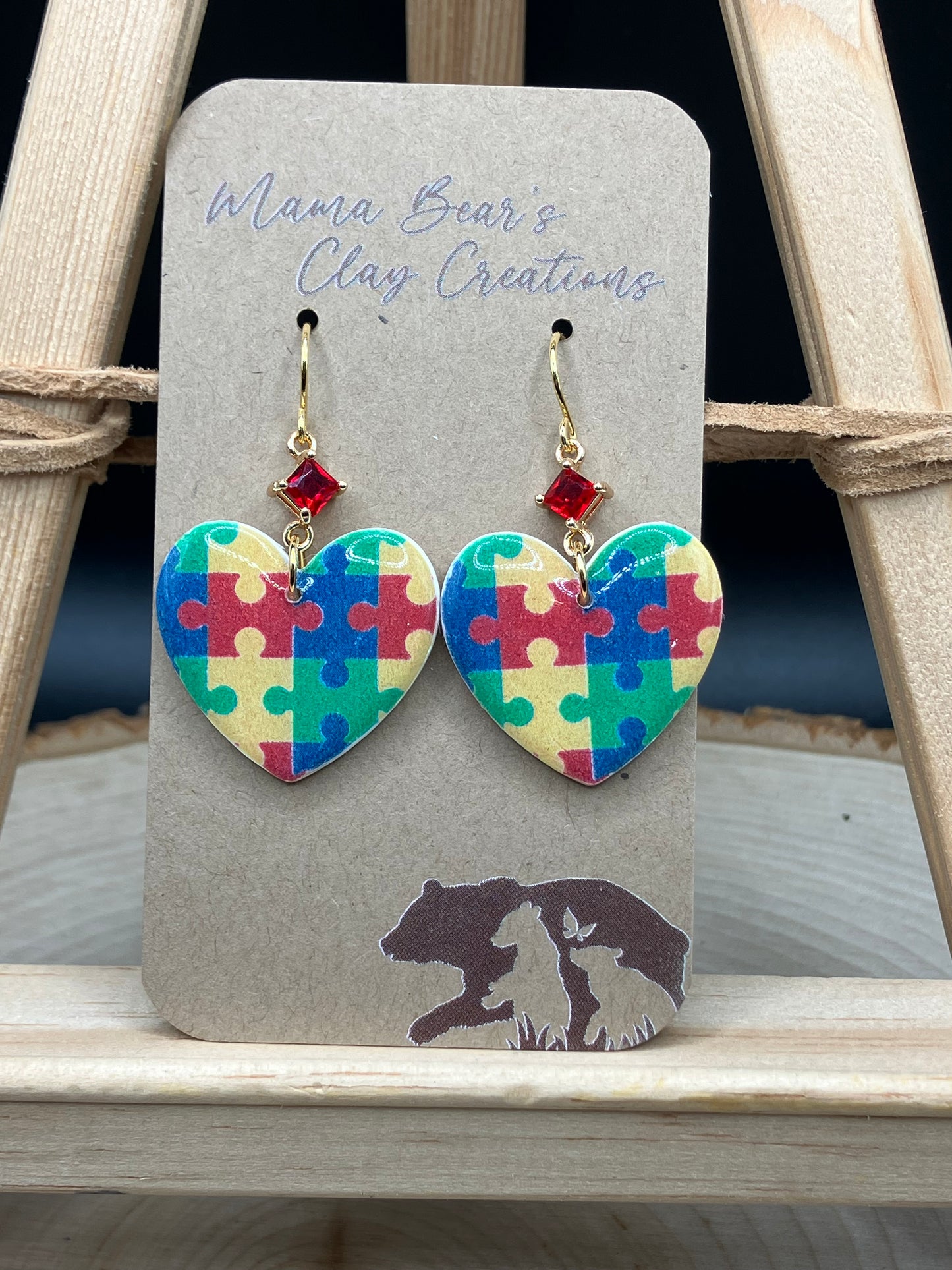 Autism Awareness Hearts - red cz