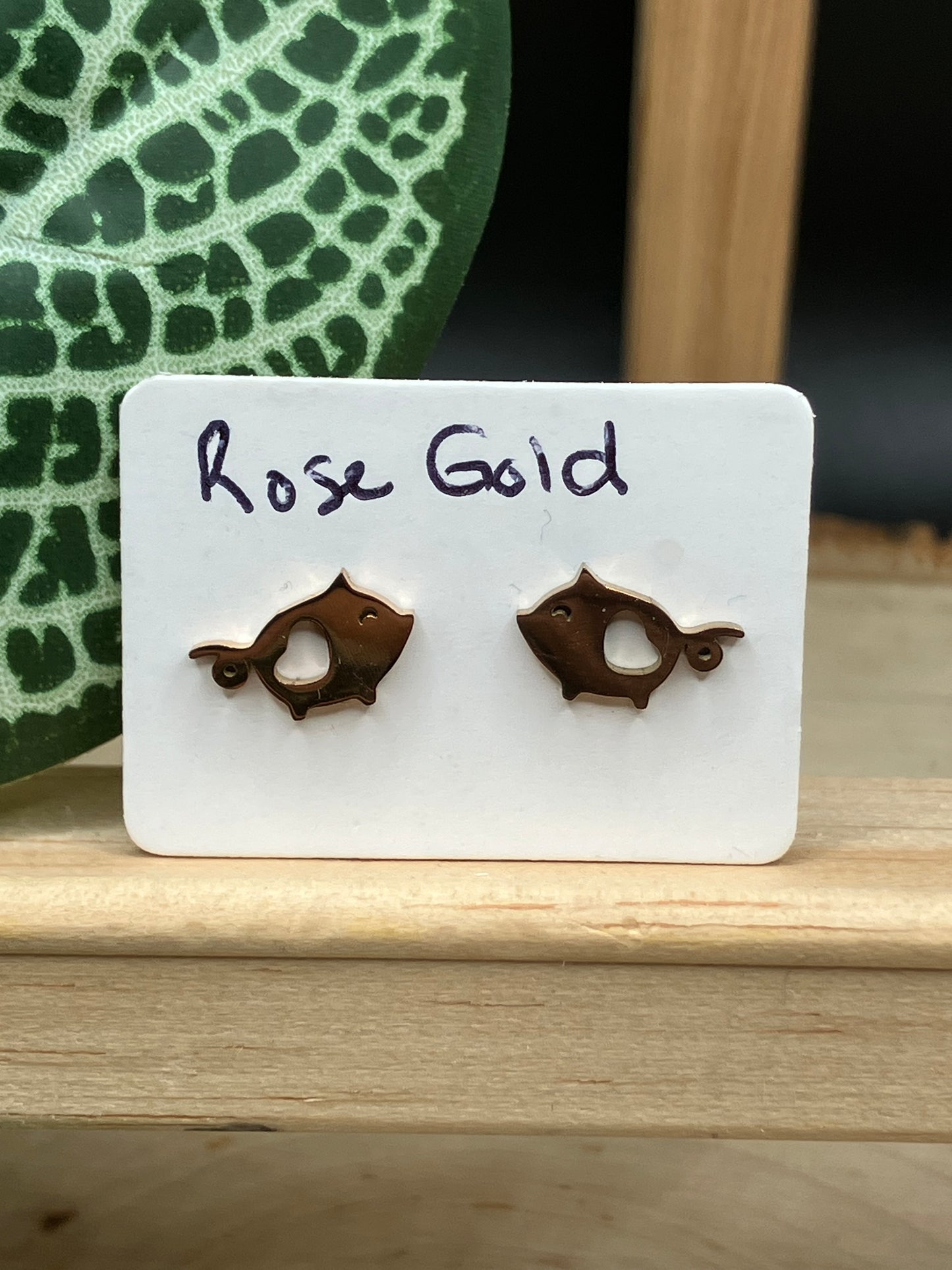 Pig Stud - Rose Gold Tone