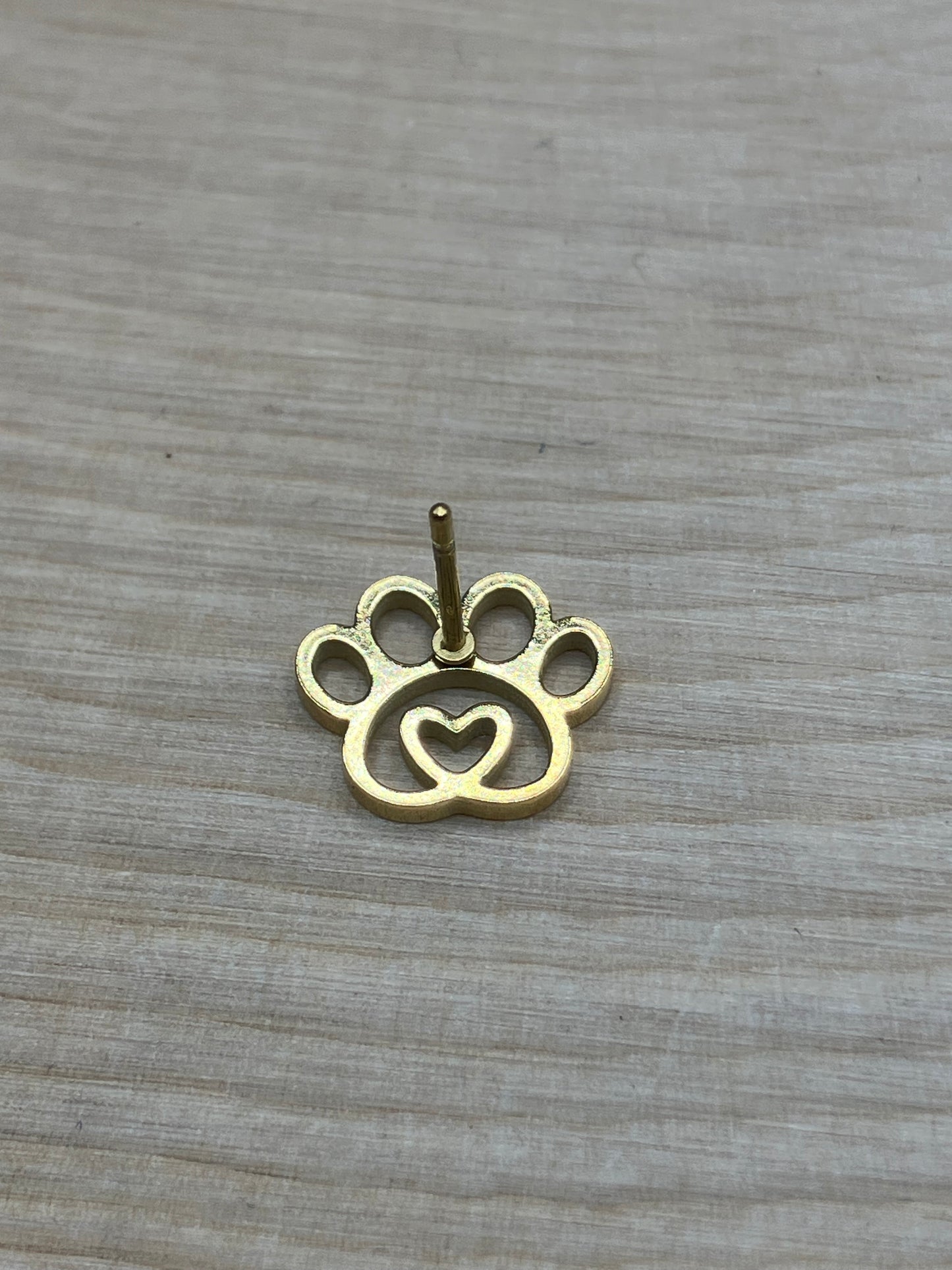 Loving Paw Print Stud - Gold Tone