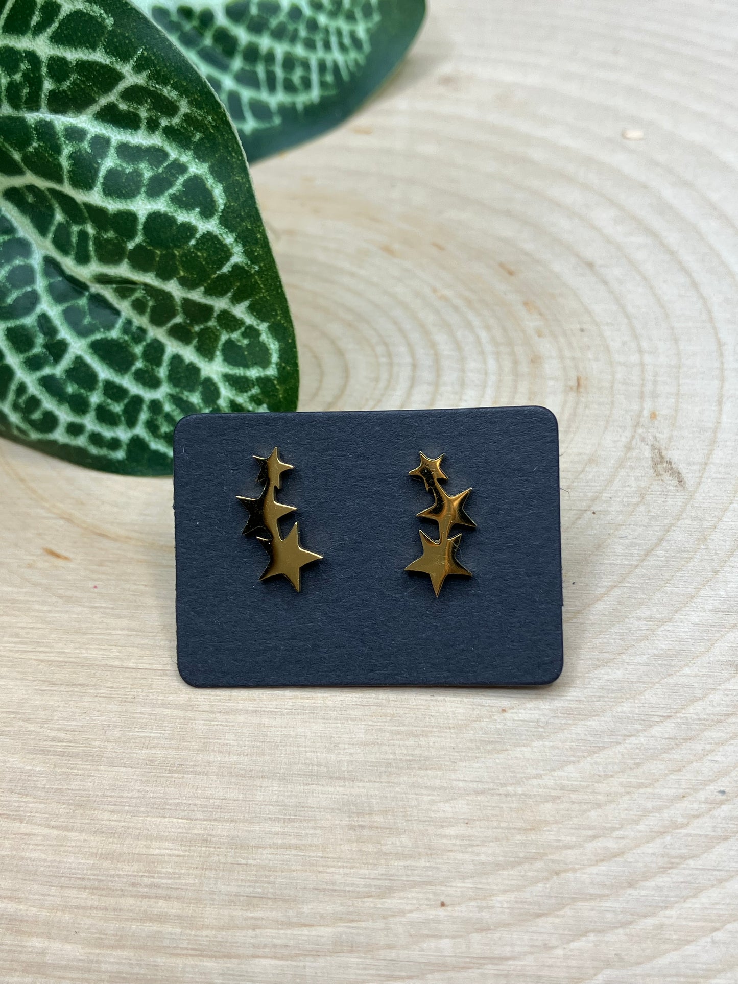 Stacked Stars Stud - Gold Tone