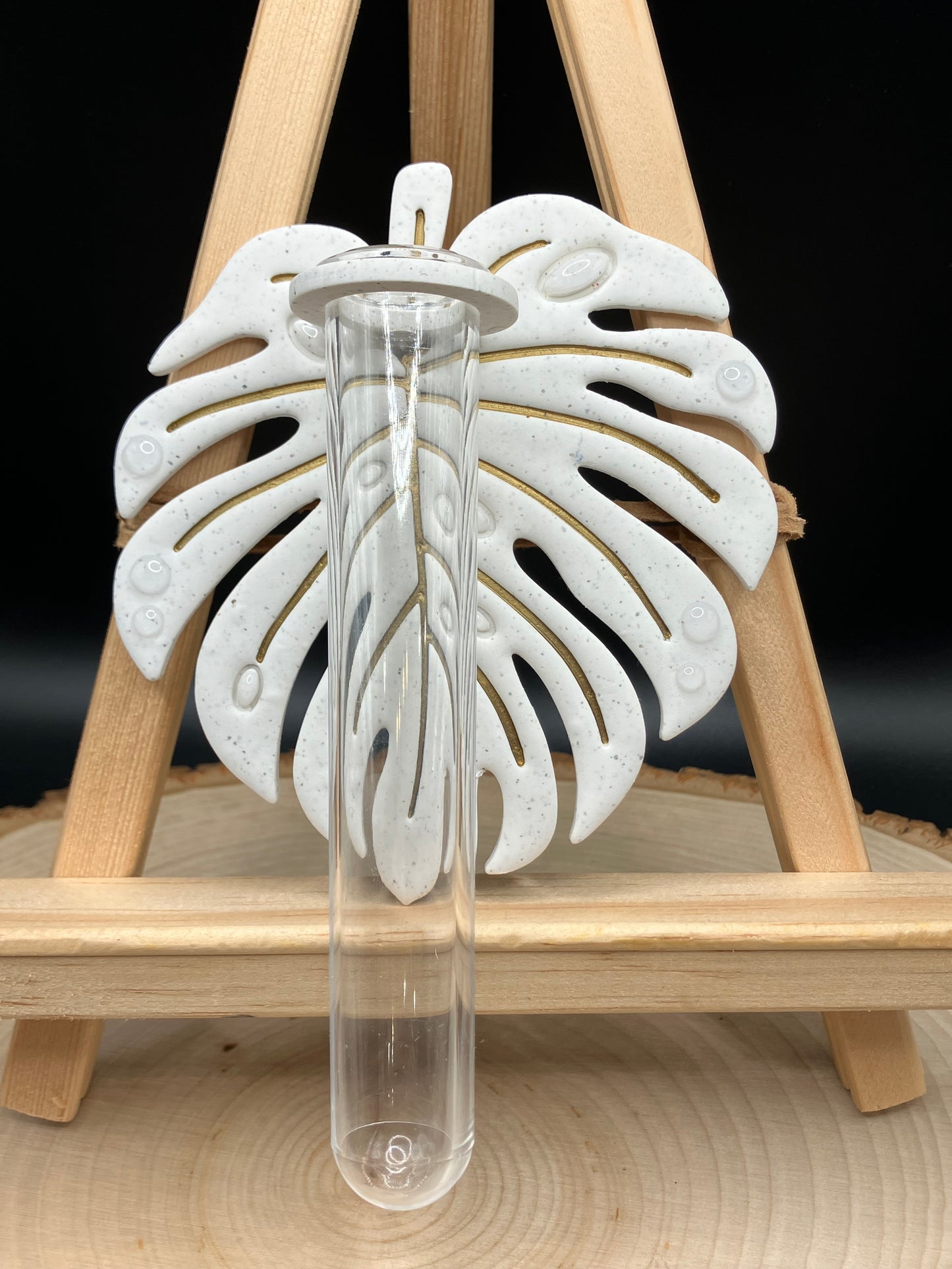 White w/Gold Inlay Monstera Leaf Propagation Station