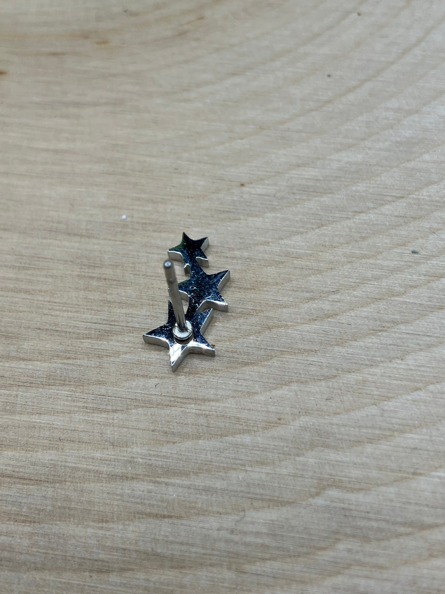 Stacked Stars Stud - Silver Tone