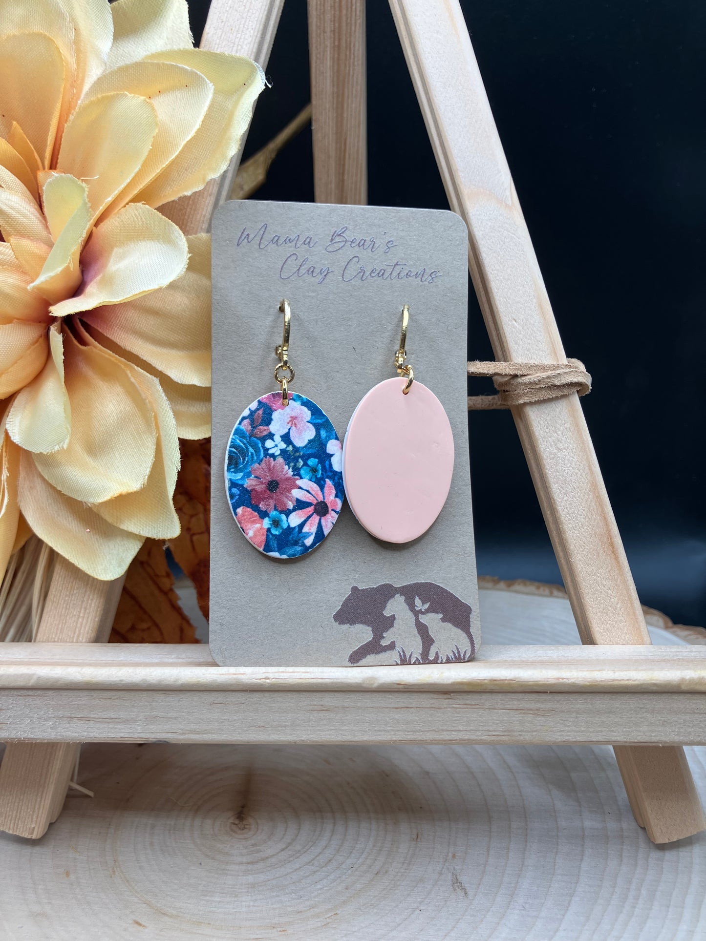 Navy & Peach Floral - Ovals
