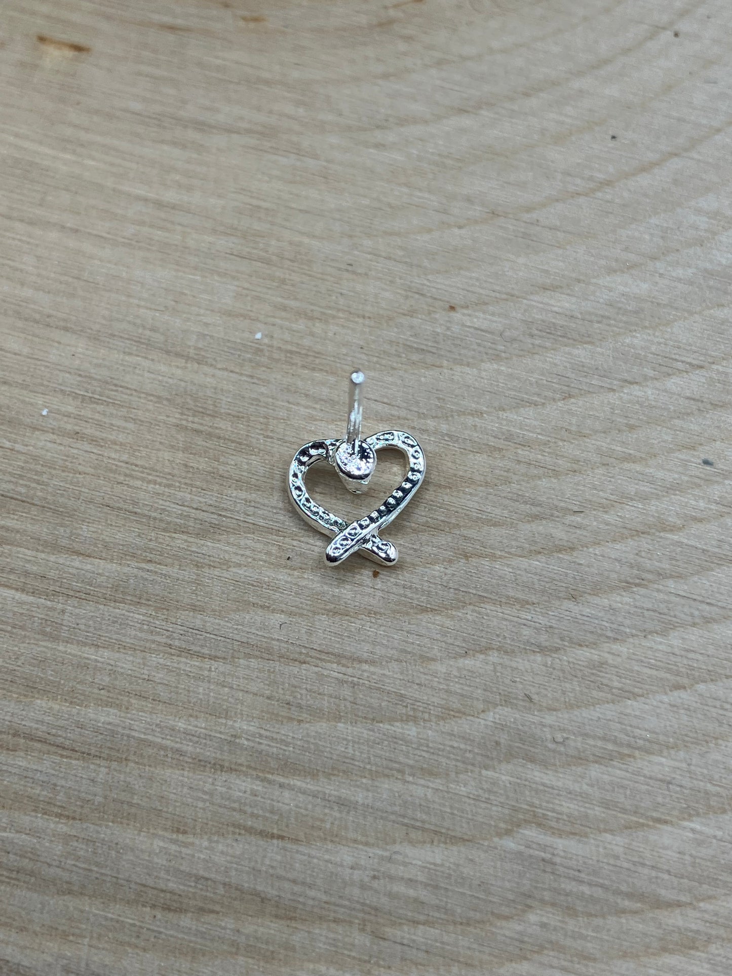 Twisted Heart Stud - Silver Tone