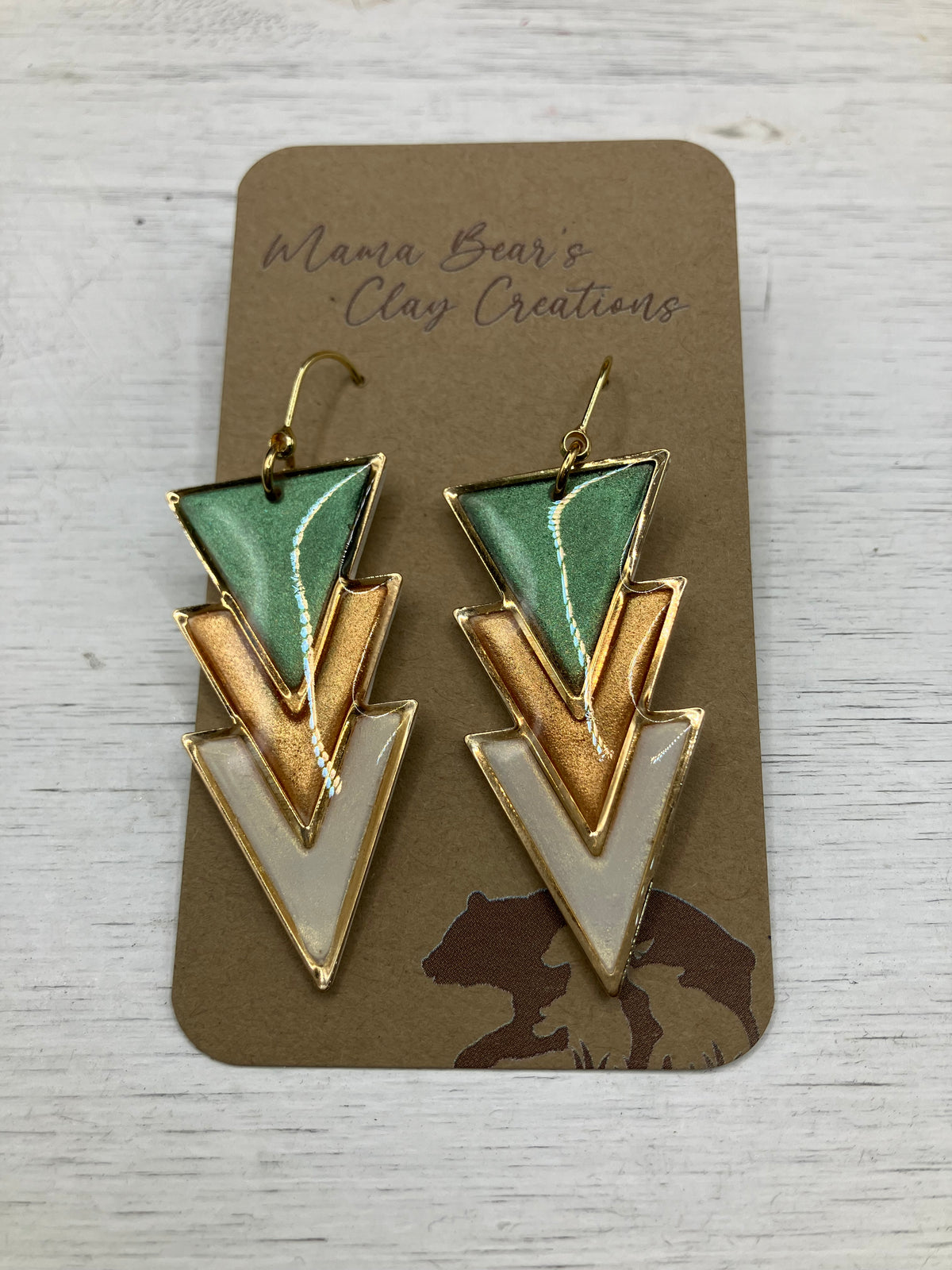 Tricolor Statement Chevron - Copper & Green