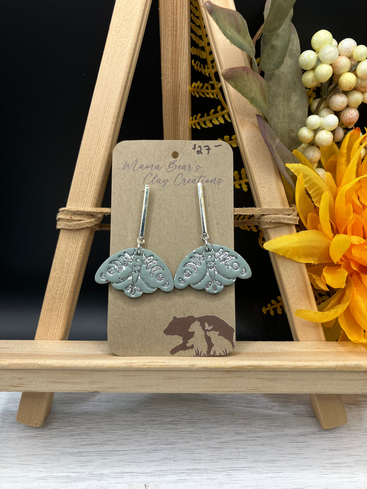 Foil Inlay Moth - Sage & Silver