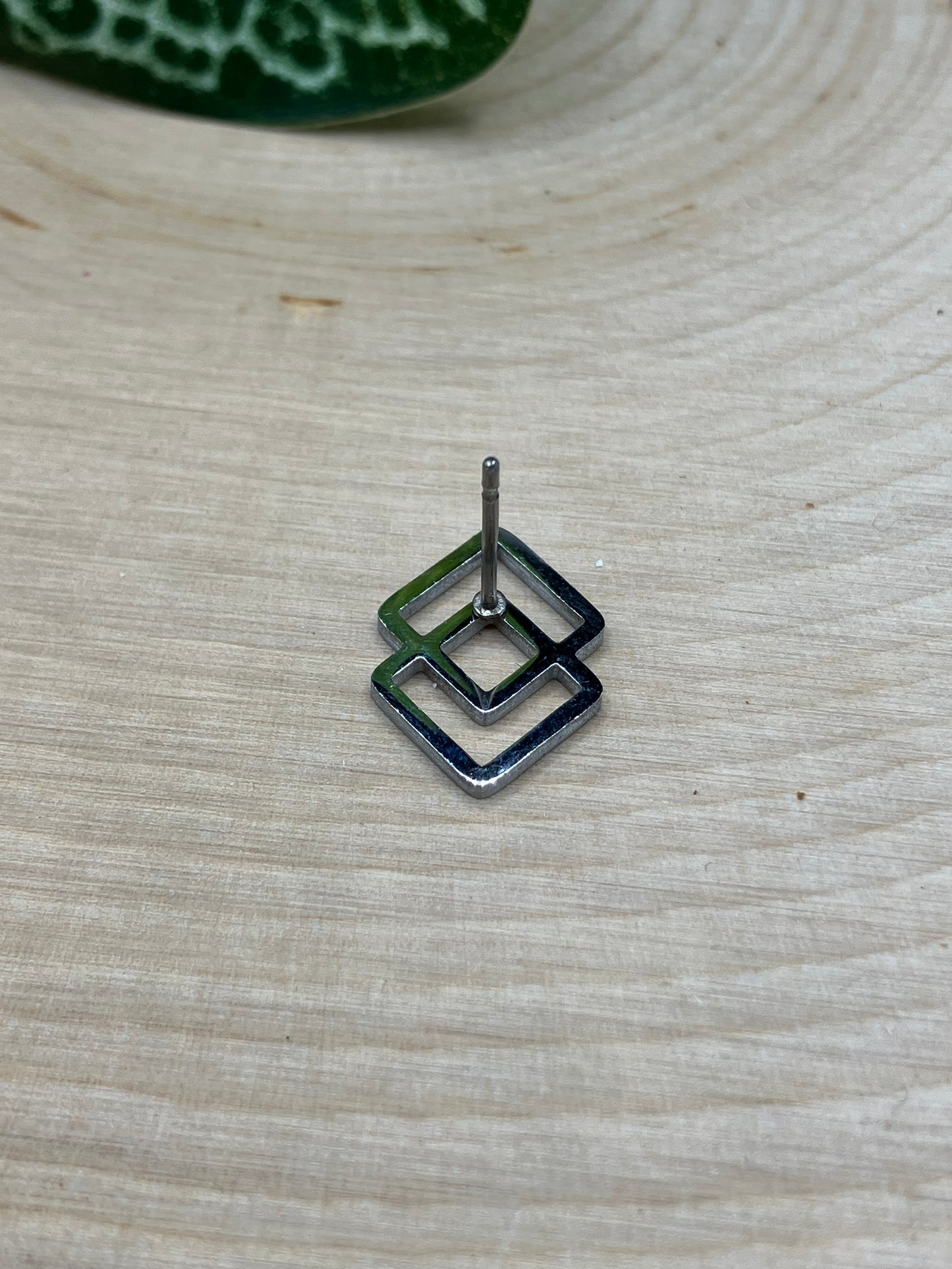 Double Rhombus Stud - Silver Tone