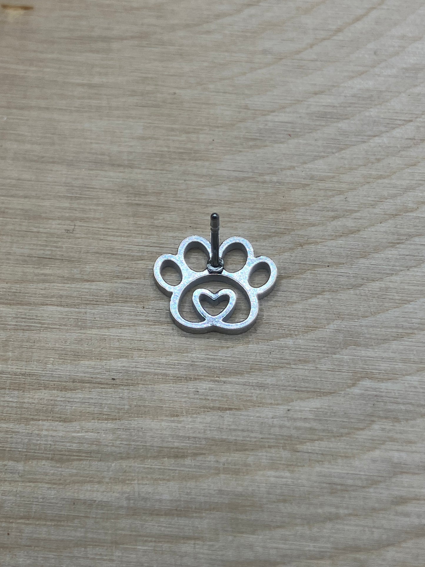 Loving Paw Print Stud - Silver Tone