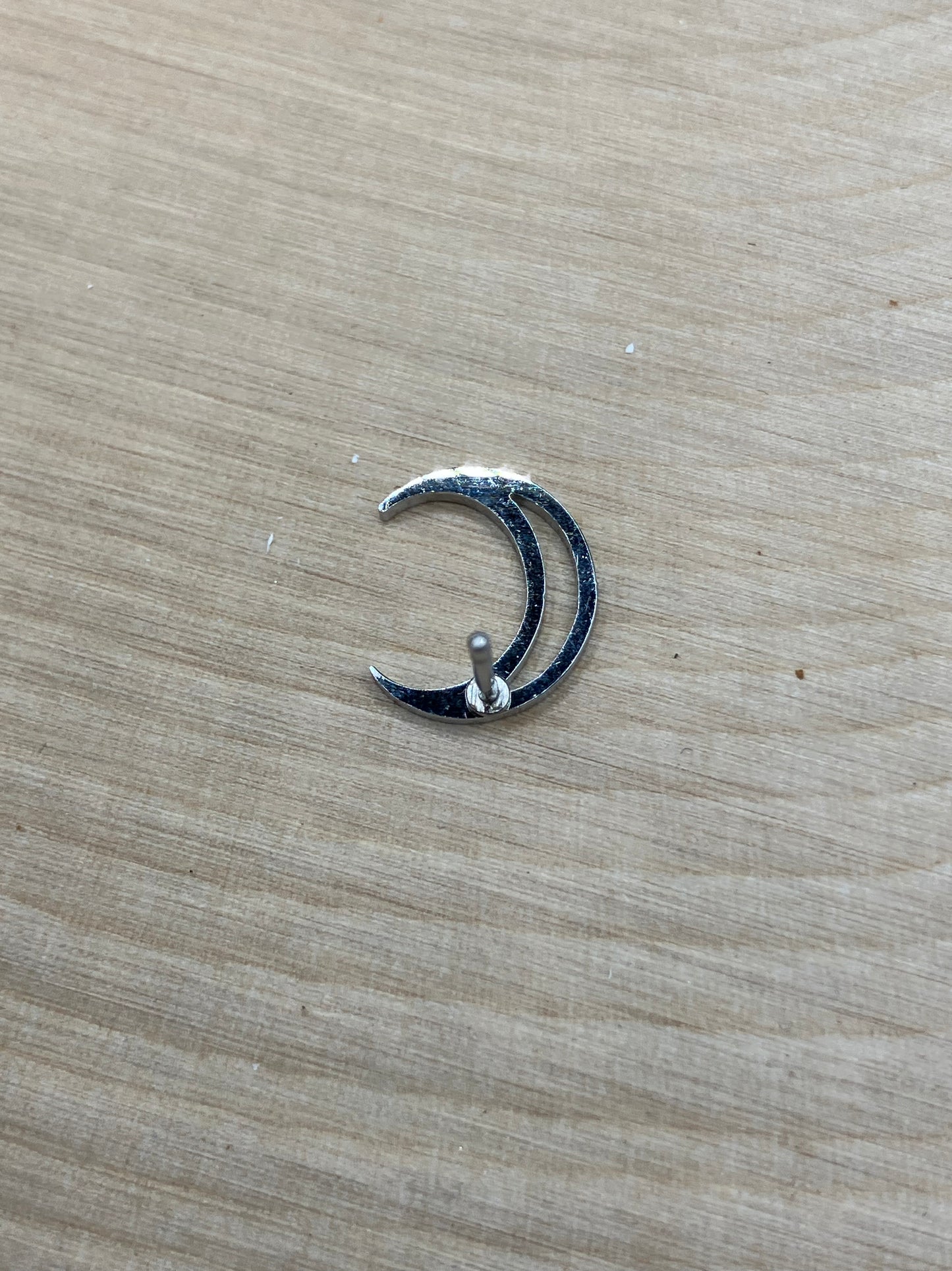 Crescent Moon Stud - Silver Tone