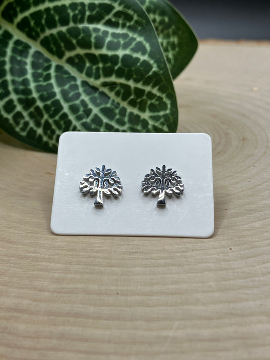 Tree Stud - Silver Tone