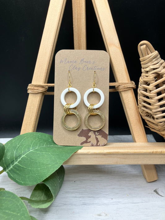 Stacked Circles - White & Gold