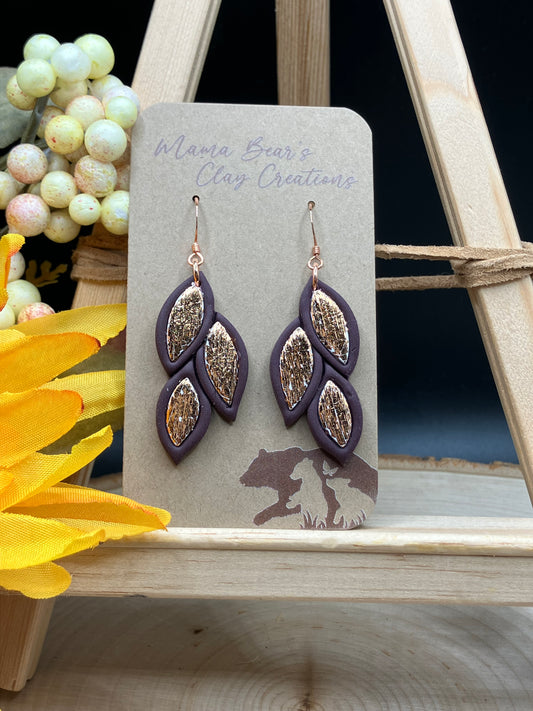 Falling Inlay Leaves - Eggplant/Copper