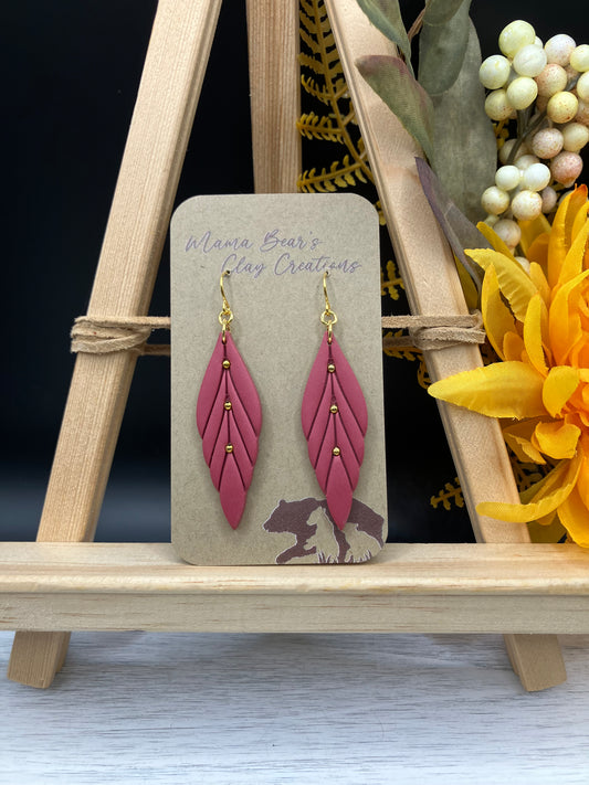 Beaded Elongated Leaf - Red