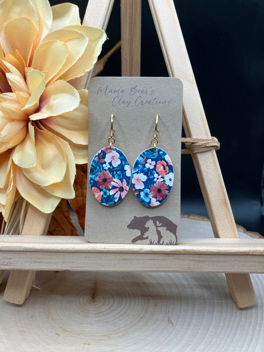 Navy & Peach Floral - Ovals