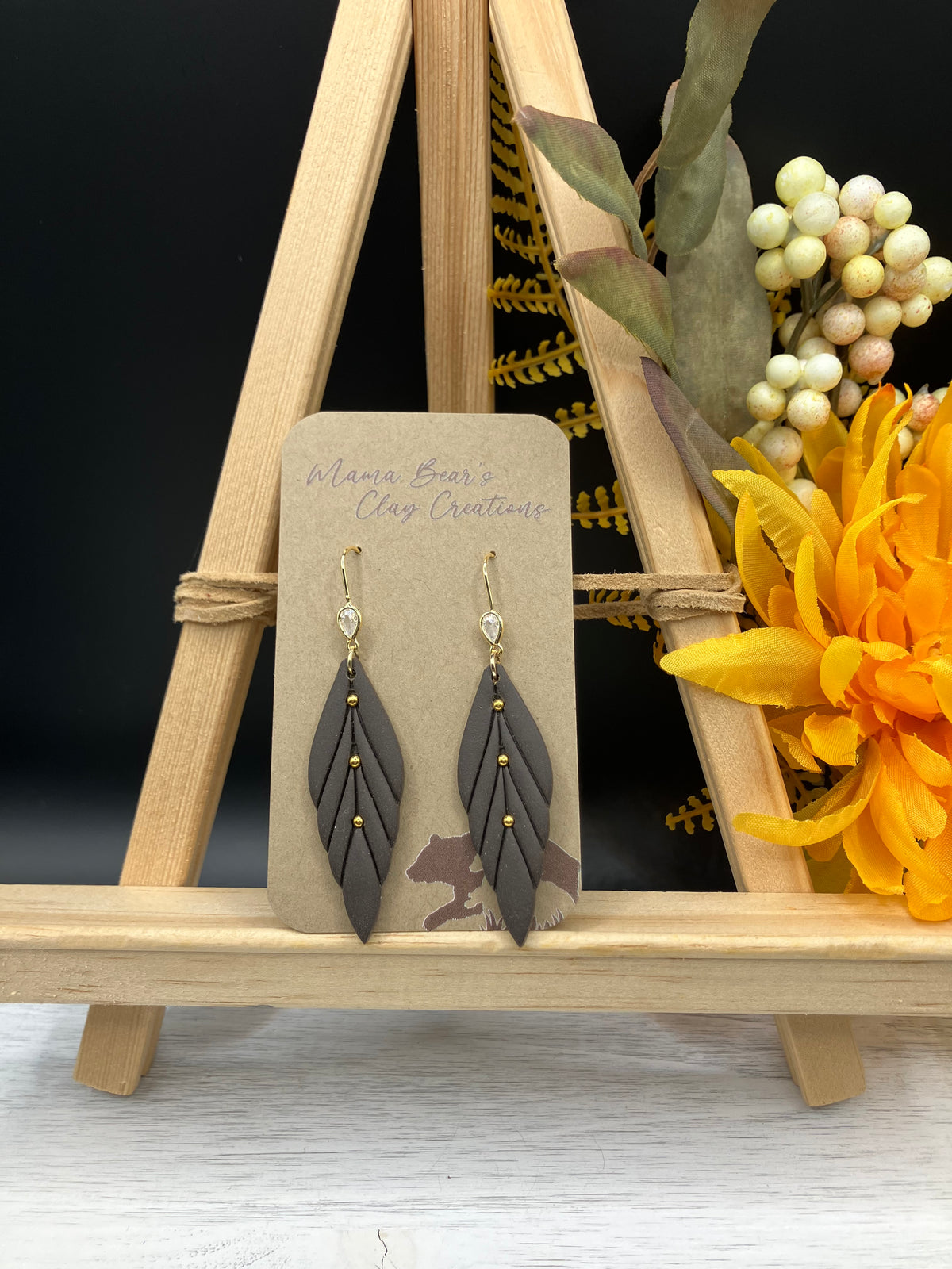 Beaded Elongated Leaf - Dark Chocolate
