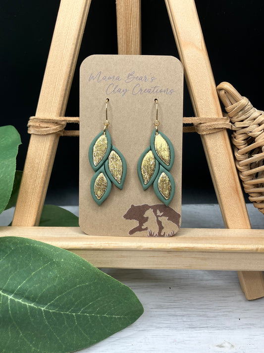 Falling Inlay Leaves - Green/Gold
