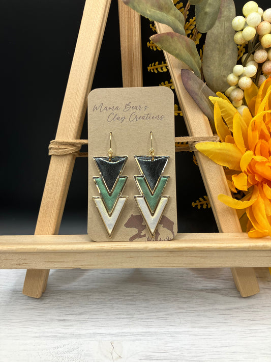 Tricolor Statement Chevron - Black & Green