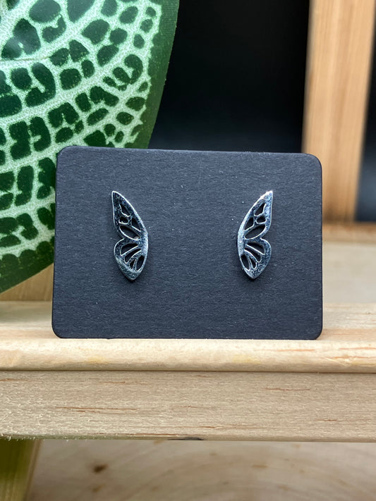 Butterfly Wing Stud - Silver Tone