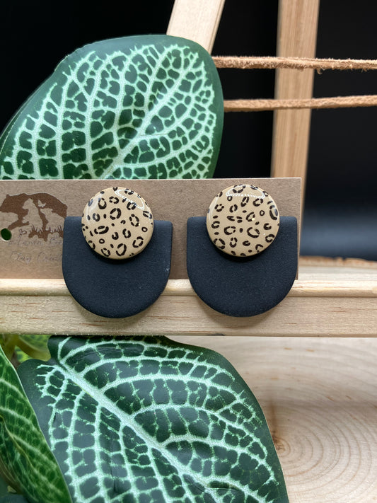 Cheetah Over Black Statement Stud