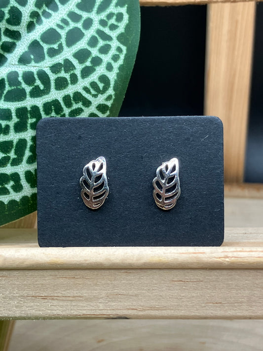 Curled Leaves Stud - Silver Tone