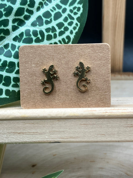 Gecko Stud - Gold Tone