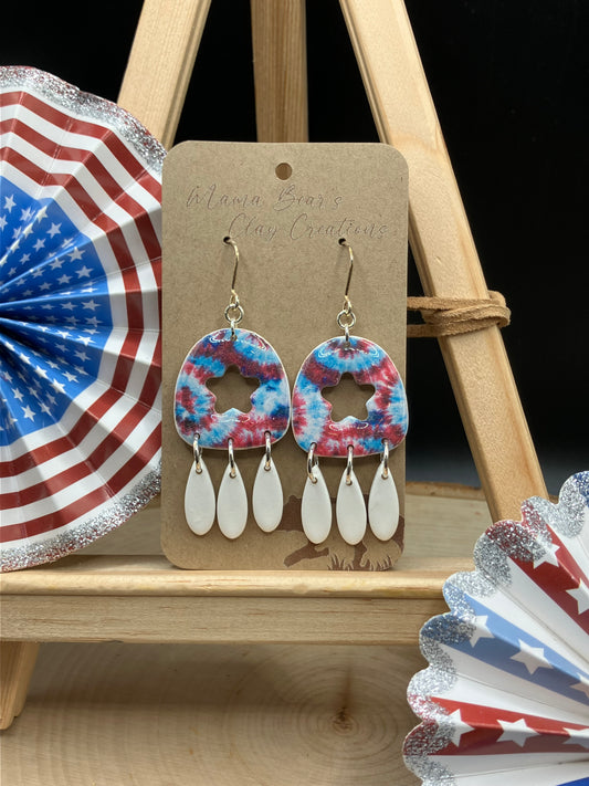 RWB Tie Dye - Star Donut Fringe