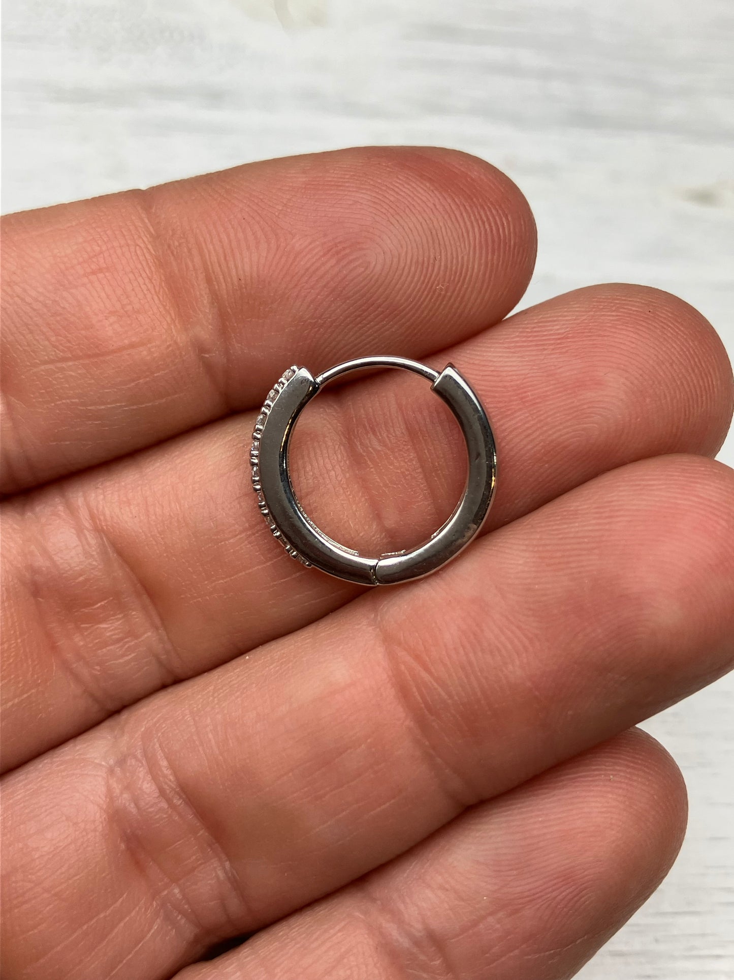 BYO CZ Inlay Hoop - Silver