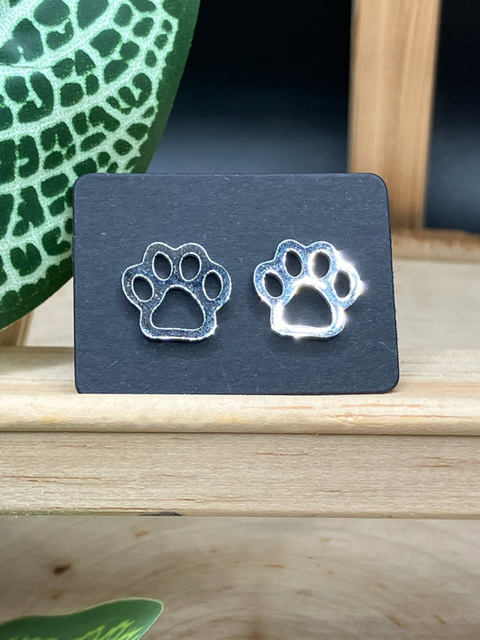 Paw Print Stud - Silver Tone