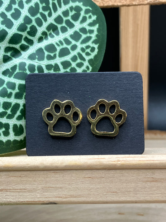 Paw Print Stud - Gold Tone