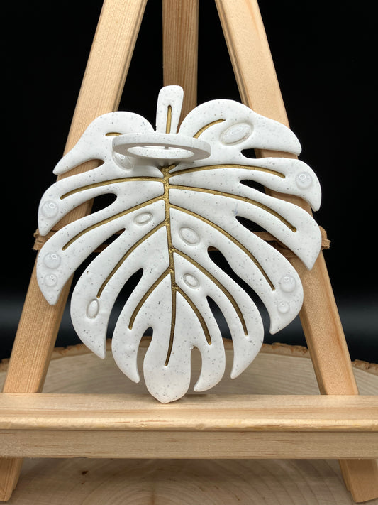 White w/Gold Inlay Monstera Leaf Propagation Station