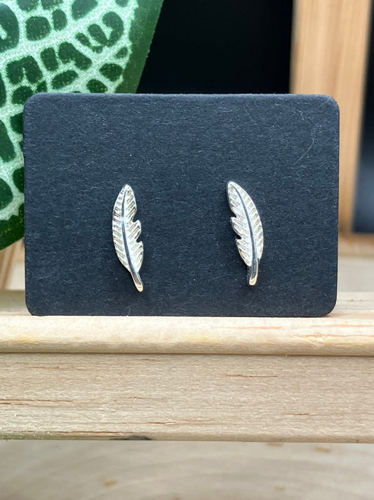 Feather Stud - Silver Tone