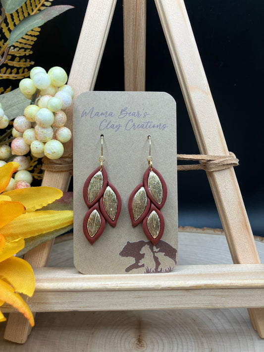 Falling Inlay Leaves - Brick Red/Gold