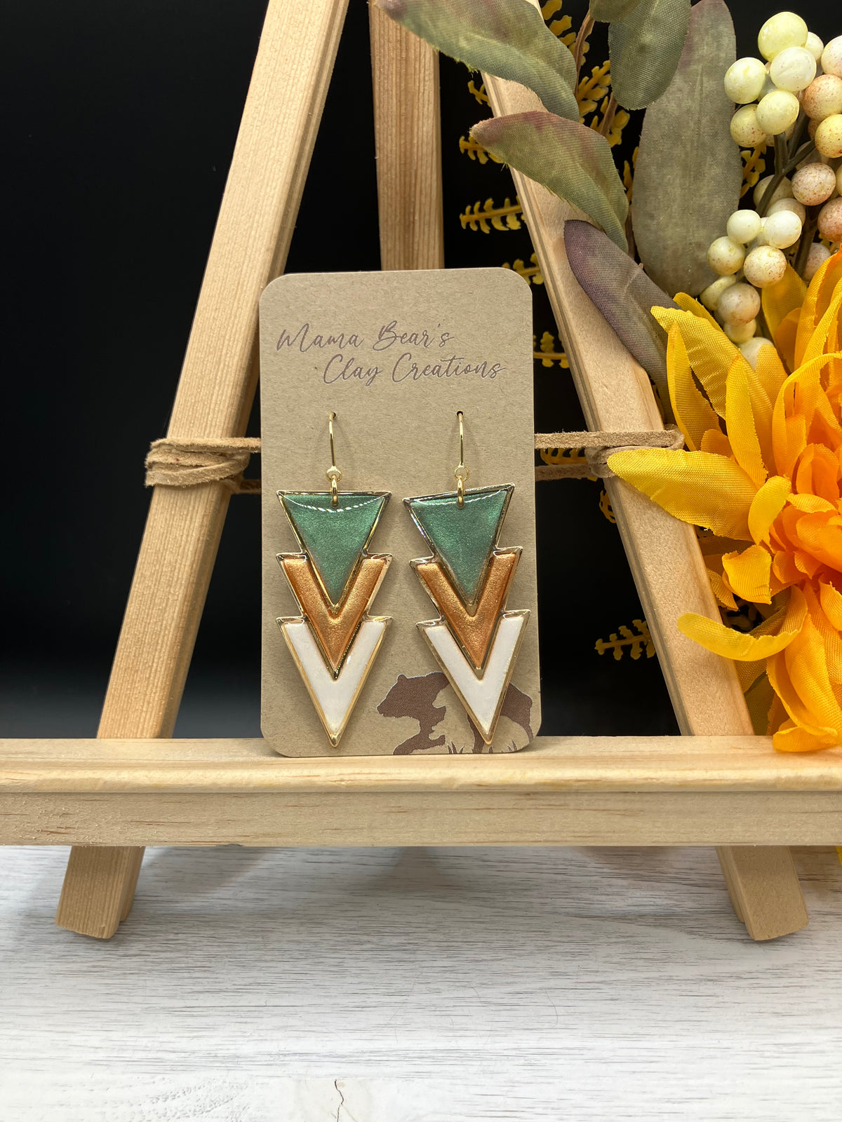Tricolor Statement Chevron - Copper & Green