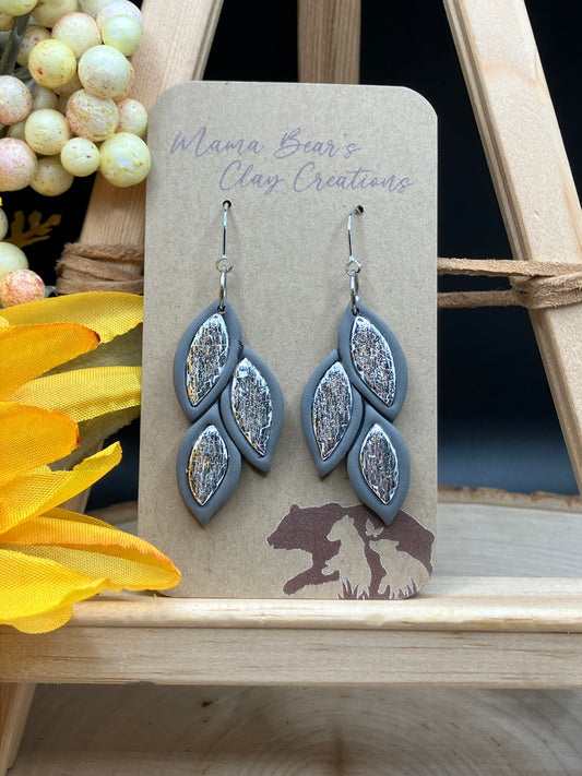 Falling Inlay Leaves - Grey/Silver
