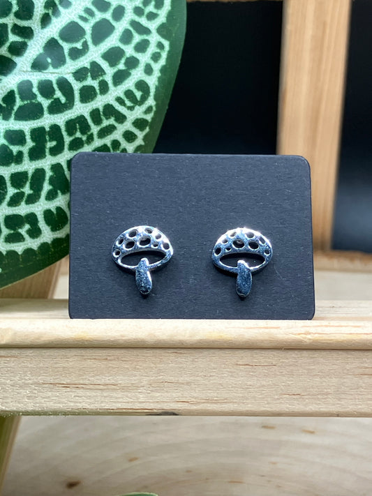 Mushroom Stud - Silver Tone