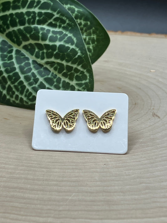 Butterfly Stud - Gold Tone