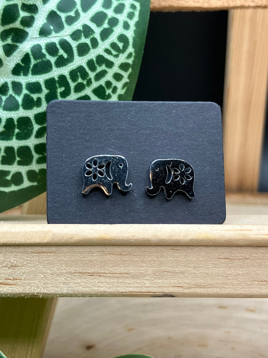 Elephant Stud - Silver Tone