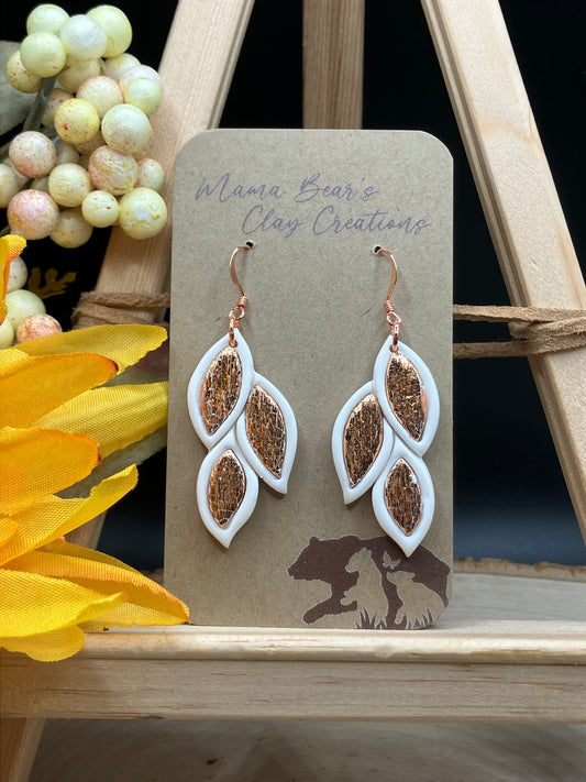Falling Inlay Leaves - White/Copper