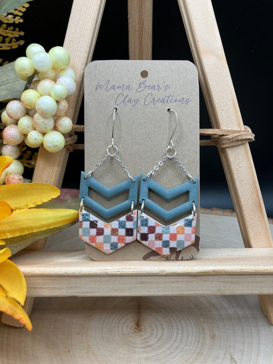 Teal Checkered Chevron