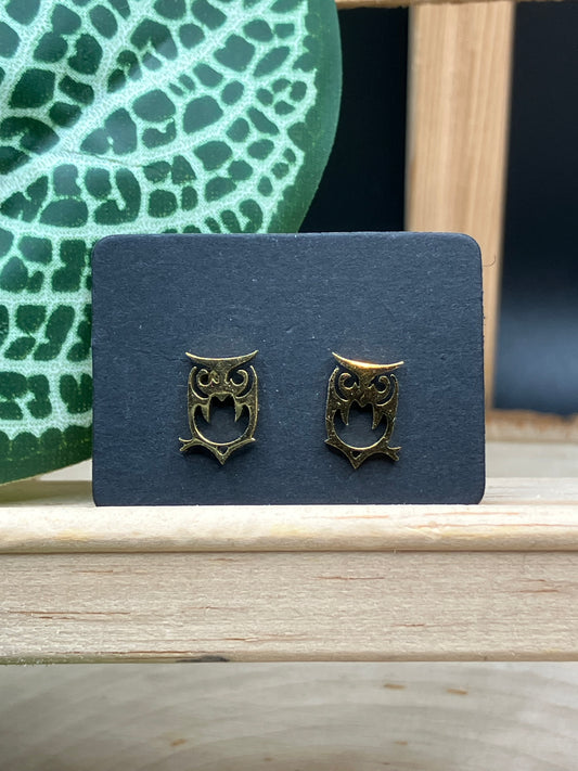 Owl Stud - Gold Tone