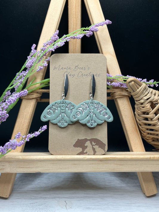 Foil Inlay Moth - Sage/Silver