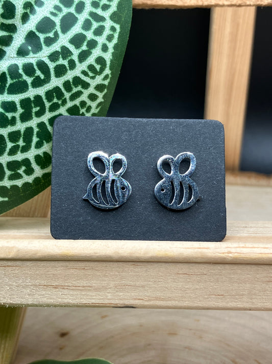 Cute Bee Stud - Silver Tone